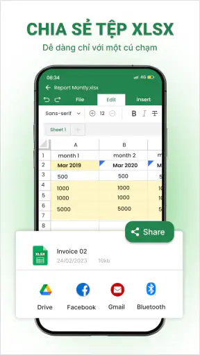 Trình đọc xlsx: Tạo trang tính screenshot