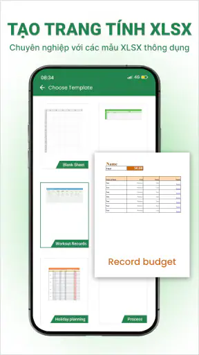 Trình đọc xlsx: Tạo trang tính screenshot