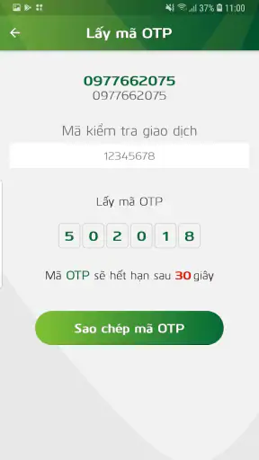 VCB Smart OTP screenshot