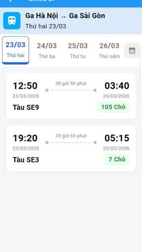 Vé tàu screenshot