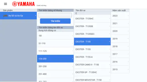 YAMAHA PartsCatalogue VNM screenshot